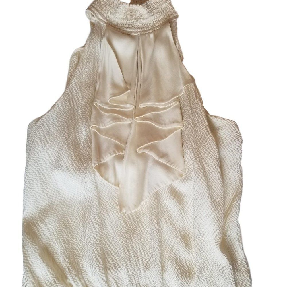 Halter Ruffle Front Tie Blouse